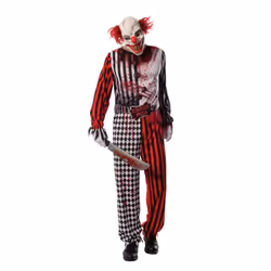 Rubies Mens Evil Clown Costume - Standard, Red/Black/White