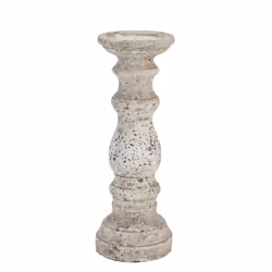 Hill Interiors Ceramic Column Candle Holder - 31cm x 12cm x 12cm, Stone