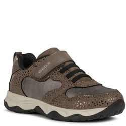Geox Girls J Calco Trainers - 1 UK, Smoke Grey/Gold