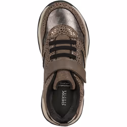 Geox Girls J Calco Trainers - 1 UK, Smoke Grey/Gold