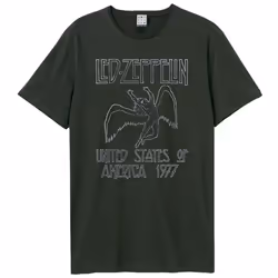Amplified Unisex Adult Usa Tour 77 Led Zeppelin T-Shirt - XS, Charcoal