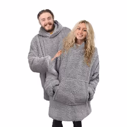 Ribbon Unisex Adult Teddy Fleece Oversized Hoodie - One Size, Grey