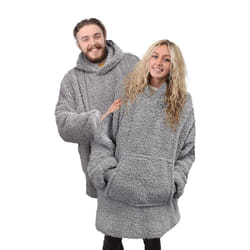 Ribbon Unisex Adult Teddy Fleece Oversized Hoodie - One Size, Grey