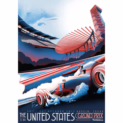 Zoom Circuit Of The Americas 2017 Formula 1 Poster - 40cm x 30cm, Red/Blue/White