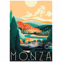 Zoom Monza Formula 1 Poster - 40cm x 30cm, Green/White/Beige