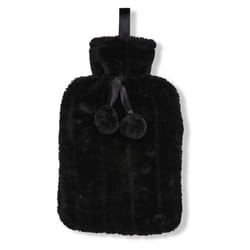 Ribbon Classic Faux Fur Hot Water Bottle Cover - One Size, Black