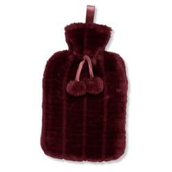 Ribbon Classic Faux Fur Hot Water Bottle Cover - One Size, Red