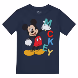 Disney Boys Mickey Mouse Text T-Shirt - 5-6 Years, Navy