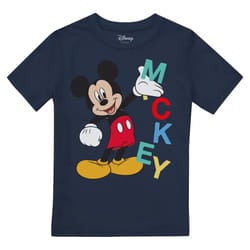 Disney Boys Mickey Mouse Text T-Shirt - 5-6 Years, Navy