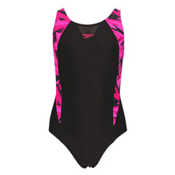 Speedo Girls Hyper Boom Splice One Piece Swimsuit - 5-6 Years, Black/Pink