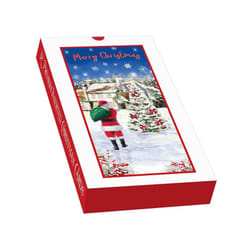 Out Of The Blue Santa's Visit Slim Christmas Card (Pack of 12)