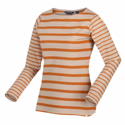 Regatta Womens/Ladies Farida Striped Long-Sleeved T-Shirt - 8 UK, Moccasin Brown/Copper