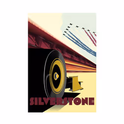 Zoom Silverstone Formula 1 Poster - 40cm x 30cm, Peach/Blue/White