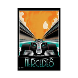 Zoom Mercedes Formula 1 Print - 40cm x 30cm, Yellow/Orange/Turquoise