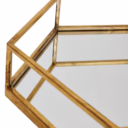 Hill Interiors Hexagon Tray Set (Pack of 2) - 9cm x 43cm x 50cm, Gold