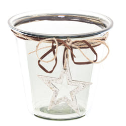 Hill Interiors Smoked Midnight Christmas Candle Holder - 14cm x 16cm x 16cm, Clear