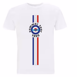 Oasis Unisex Adult Summer Tour 1995 Stripe Detail T-Shirt - S, White