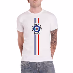 Oasis Unisex Adult Summer Tour 1995 Stripe Detail T-Shirt - S, White