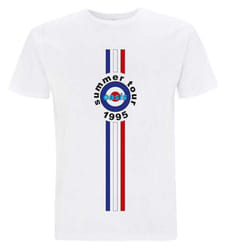 Oasis Unisex Adult Summer Tour 1995 Stripe Detail T-Shirt - M, White