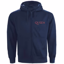 Queen Unisex Adult Classic Crest Full Zip Hoodie - S, Navy Blue