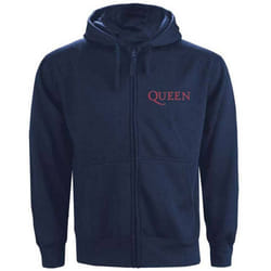 Queen Unisex Adult Classic Crest Full Zip Hoodie - S, Navy Blue