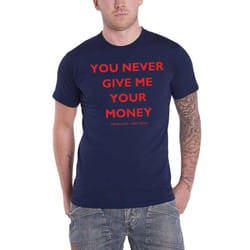 The Beatles Unisex Adult You Never Give Me Your Money Back Print T-Shirt - S, Navy Blue