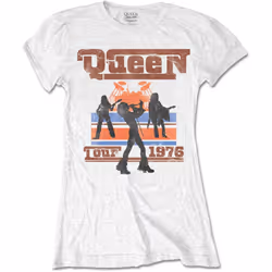 Queen Womens/Ladies 1976 Tour Silhouette T-Shirt - XL, White