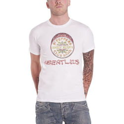 The Beatles Unisex Adult Drum Logo T-Shirt - L, White