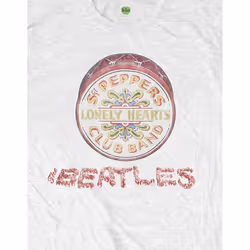 The Beatles Unisex Adult Drum Logo T-Shirt - L, White