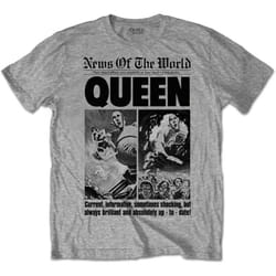 Queen Unisex Adult News Of The World T-Shirt - S, Grey