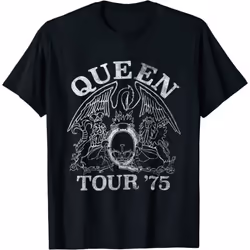 Queen Unisex Adult Tour '75 Eco Friendly T-Shirt - XL, Black