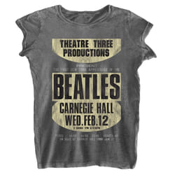 The Beatles Womens/Ladies Carnegie Hall Burnout T-Shirt - L, Charcoal Grey