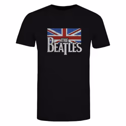 The Beatles Unisex Adult Flag Logo T-Shirt - S, Black