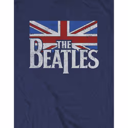 The Beatles Unisex Adult Flag Logo T-Shirt - S, Navy Blue