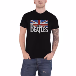 The Beatles Unisex Adult Flag Logo T-Shirt - XXL, Black