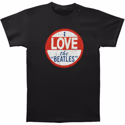 The Beatles Unisex Adult I Love T-Shirt - S, Black