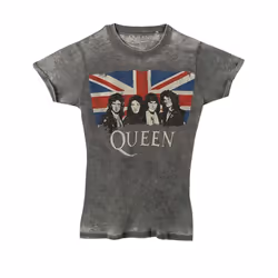 Queen Unisex Adult Burnout Union Jack T-Shirt - S, Charcoal Grey