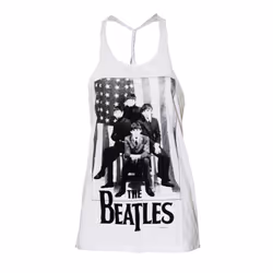 The Beatles Womens/Ladies Baby Doll Stars & Stripes Vest Top - M, White