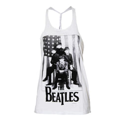 The Beatles Womens/Ladies Baby Doll Stars & Stripes Vest Top - M, White