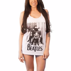 The Beatles Womens/Ladies Baby Doll Stars & Stripes Vest Top - M, White