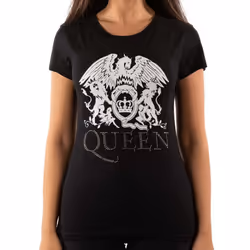 Queen Womens/Ladies Diamante Logo T-Shirt - S, Black