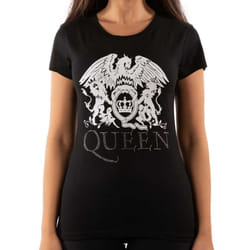 Queen Womens/Ladies Diamante Logo T-Shirt - S, Black