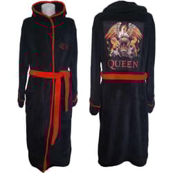 Queen Unisex Adult Classic Crest Dressing Gown - L-XL, Black