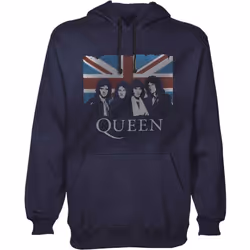 Queen Unisex Adult Union Jack Vintage Hoodie - S, Navy Blue