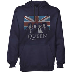 Queen Unisex Adult Union Jack Vintage Hoodie - S, Navy Blue