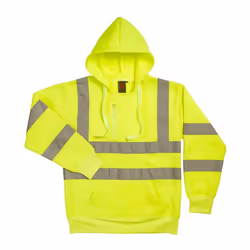 Warrior Mens Hi-Vis Pullover Hoodie - XL, Fluorescent Yellow