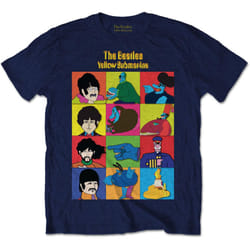 The Beatles Unisex Adult Yellow Submarine Characters T-Shirt - M, Navy Blue