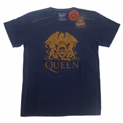 Queen Unisex Adult Wash Collection Crest T-Shirt - XXL, Navy Blue