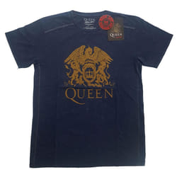 Queen Unisex Adult Wash Collection Crest T-Shirt - XXL, Navy Blue