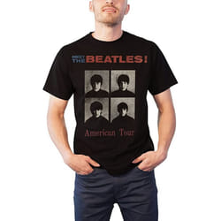 The Beatles Unisex Adult American Tour 1964 Back Print T-Shirt - S, Black
